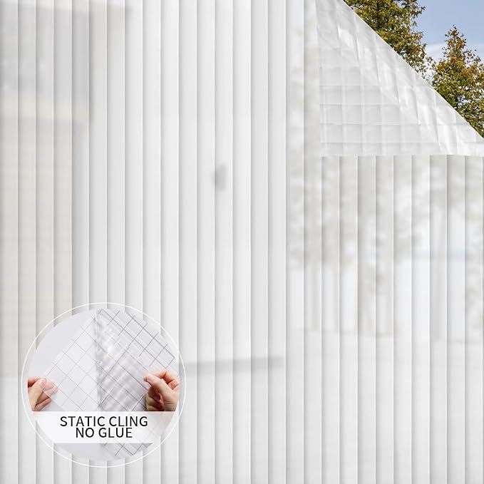 VELIMAX 4/5-Inch Reeded Glass Window Film, Frosted Glass Window Privacy Film - Image 4