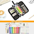 Black White Checkered Pencil Case Box Boys Girls Large Pencil Pouch Zipper - Image 4