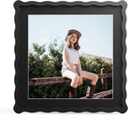 12x12 Picture Frame with Mat for 10x10, Wavy Edge Wooden Real Glass Photo Frame by THKRLOF