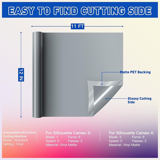 HTVRONT Silver Permanent Vinyl, Silhouette, Scrapbooking, Die Cutters - Image 6