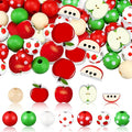 Qunclay 200 Pieces Apple Wooden Beads Thanksgiving Fall Beads by Qunclay