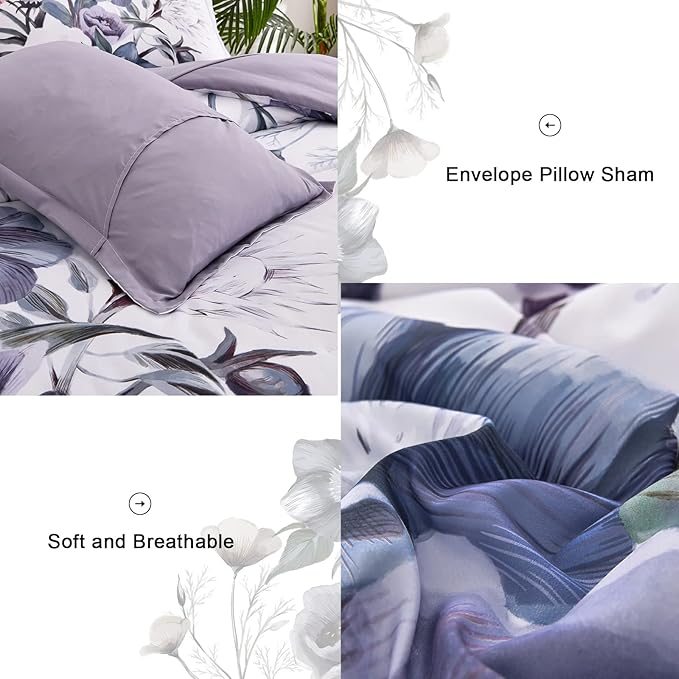 Luxudecor Floral Comforter Set Queen Size 7 Piece, Elegant Floral Comforter - Image 4