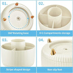 Marbrasse Desk Organizer, 360-Degree Rotating Pen Holder, 5-Compartment Pencil - Image 4