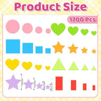 1700Pcs Foam Stickers Foam Shape Stickers Heart Star Square Geometric Sticker - Image 2