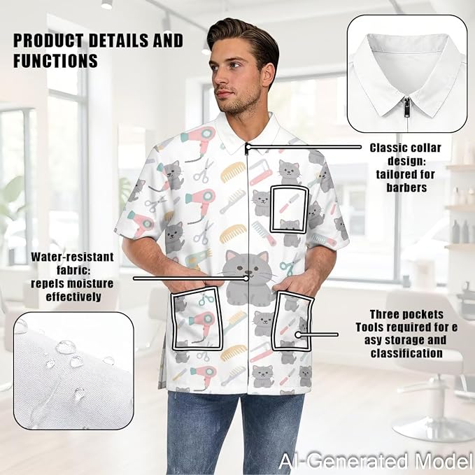 Professional Grooming Smock Unisex, Water Resistant Anti-Static | Hairdresser - Image 5