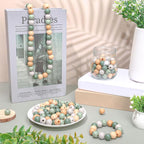 Whaline 240 Pcs Sage Green Beige Wood Beads Natural Color Round Loose Beads - Image 5