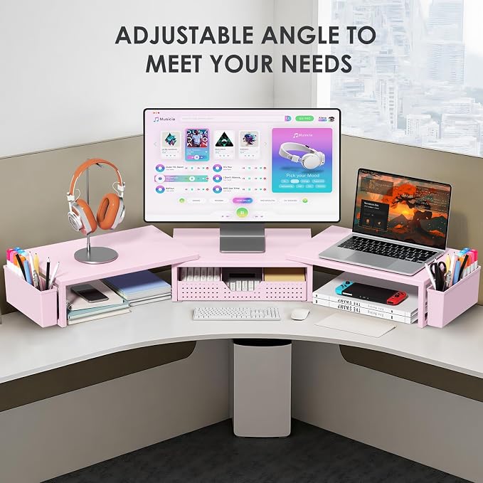 OPNICE Desk Organizers and Accessories, Dual Monitor Stand Riser - Image 6