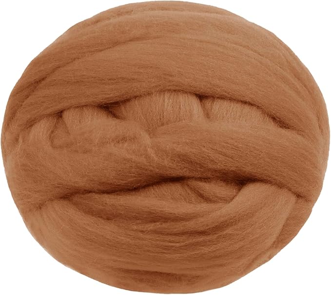 JeogYong Needle Felting Wool, 7.05oz Wool Roving Chunky Wool Yarn, Light Camel by JeogYong