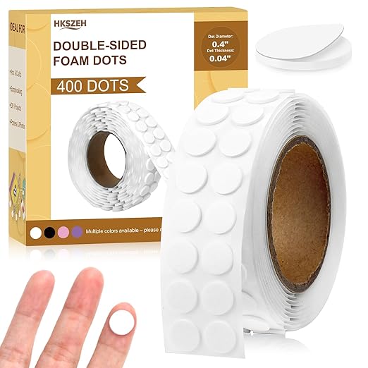 400 PCS 1mm Double Sided Foam Dots 0.4" Foam Round Dots 3D Foam Tape Craft by Unknown