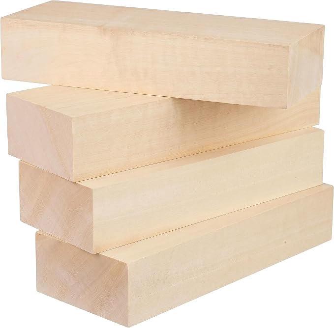 4 PCS 10x3.5x1.7 Inch Unfinished Wood Blocks, Wooden Rectangle Blocks Basswood by Unknown