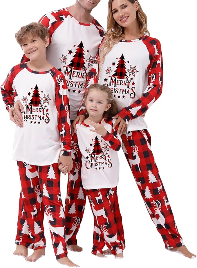 Awoscut Family Christmas Pajamas Matching Pajamas for Family, Xmas PJs Sets Holiday Sleepwear