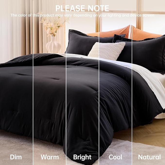 MUXHOMO Black King Size Comforter Set, All Season Ultra Soft Down Alternative - Image 9