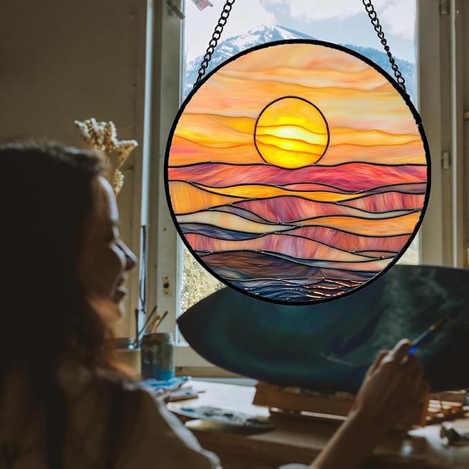 Stained Glass Window Hanging, and Mom 11.8 in - Image 2