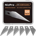 Nicpro 120 PCS #11 Hobby Blades Refill Set, SK-5 High Carbon Steel Utility Art by Nicpro