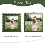10x10 Picture Frame with Mat for 8x8, Wavy Edge Wooden Real Glass Photo Frame - Image 3