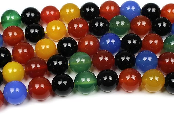 MJDCB AAA Natural Multicolor Agate Beads Round Colorful Stone Energy Healing - Image 4