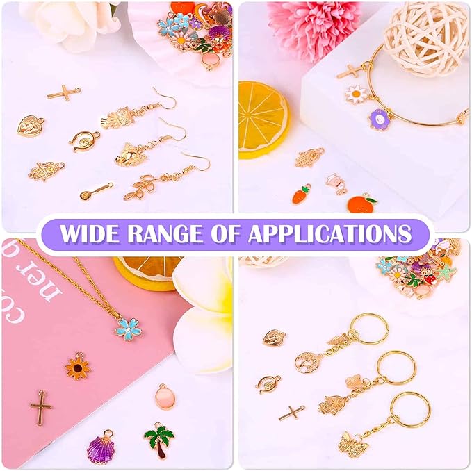 Acejoz 300Pcs Charms for Jewelry Making, Wholesale Bulk Assorted Gold-Plated - Image 5