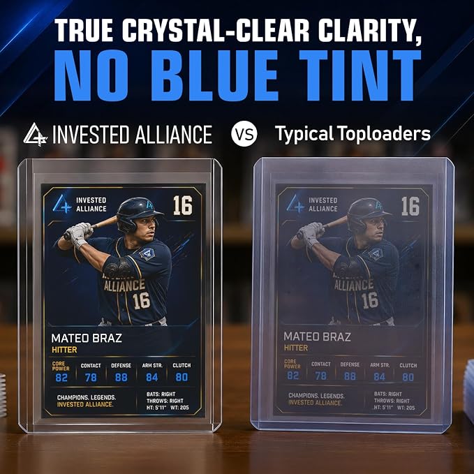 Invested Alliance 200-Pack Toploaders & Card Sleeves – 100 Crystal-Clear 35PT - Image 3