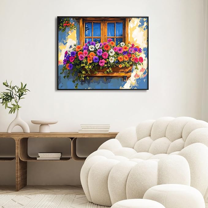 Paint by Numbers Kit for Adults, Flower Window DIY Painting Kit, 16x20 Inch | - Image 6