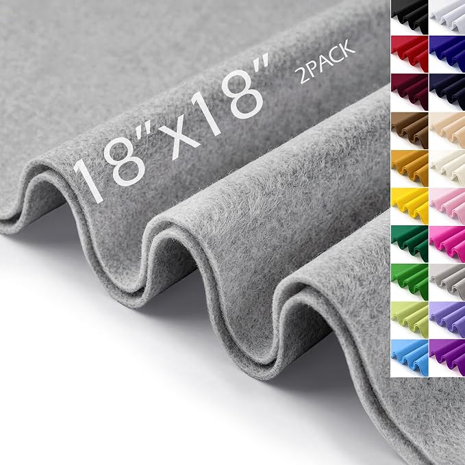 Felt Fabric Sheets 18" x 18" 1.6mm Soft Craft Felt, Heather Grey | Soft Precut by AblemeDeco