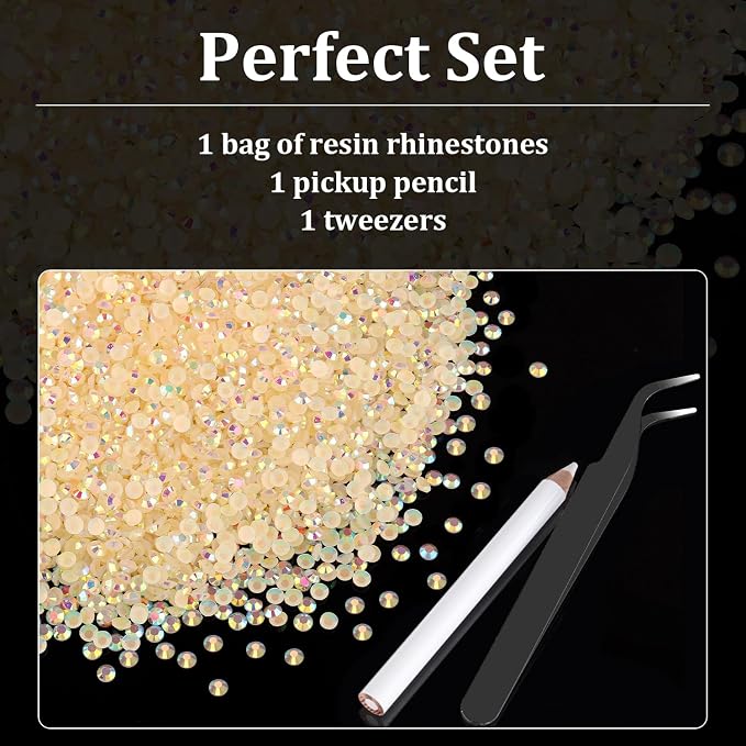 5000pcs 3mm Resin Rhinestones Bulk, Light Yellow AB Flatback Round Jelly - Image 4