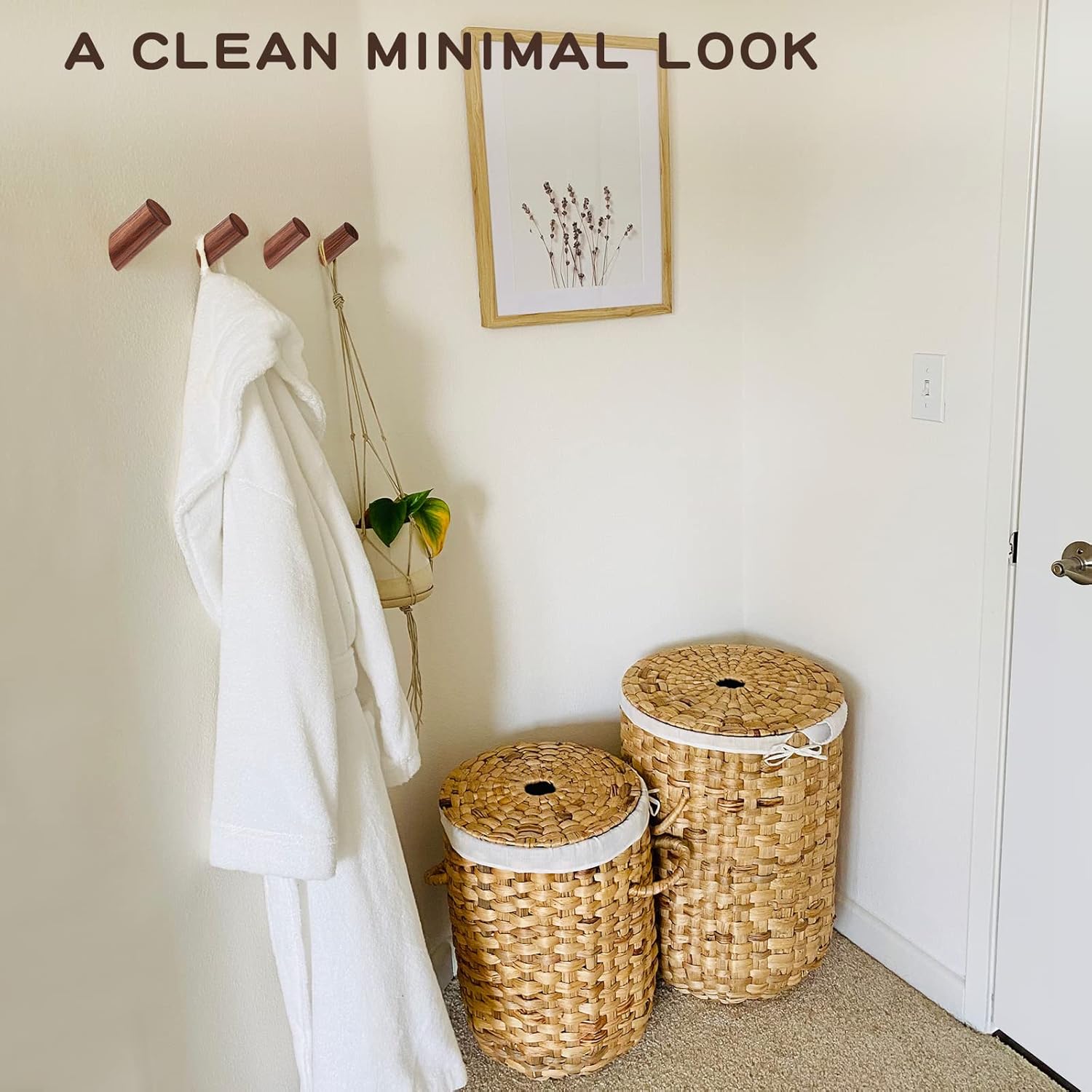 6 Pack Wood Hooks, Natural Coat Hooks Wall Mounted - Rustic Heavy Duty Wall Hooks for Hanging Towels - Entrance Hat Rack Coat Hanger (Walnut Wood)