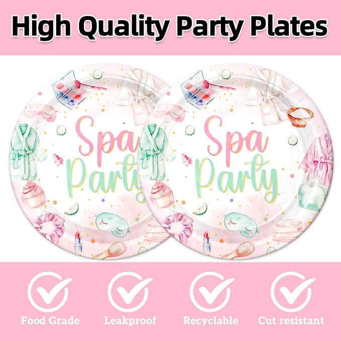 40Pcs Spa Party Supplies for Girls Birthday Plates and Napkins Supplies for - Image 3