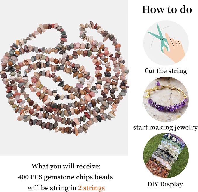 400pcs Natural Chip Stone Beads - Image 7