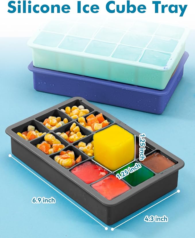 Silicone Ice Cube Trays for Freezer Set of 2, Square Ice Cubes Mold, Easy - Image 5