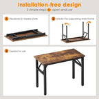 Need Small Folding Computer Desk, 39.4 Inch Writing Table, Rustic Brown | - Image 4