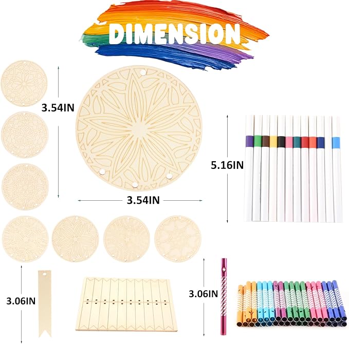 Wooden Mandala Wind Chime Ornaments Painting Craft, 8 Style Cutouts - Image 5