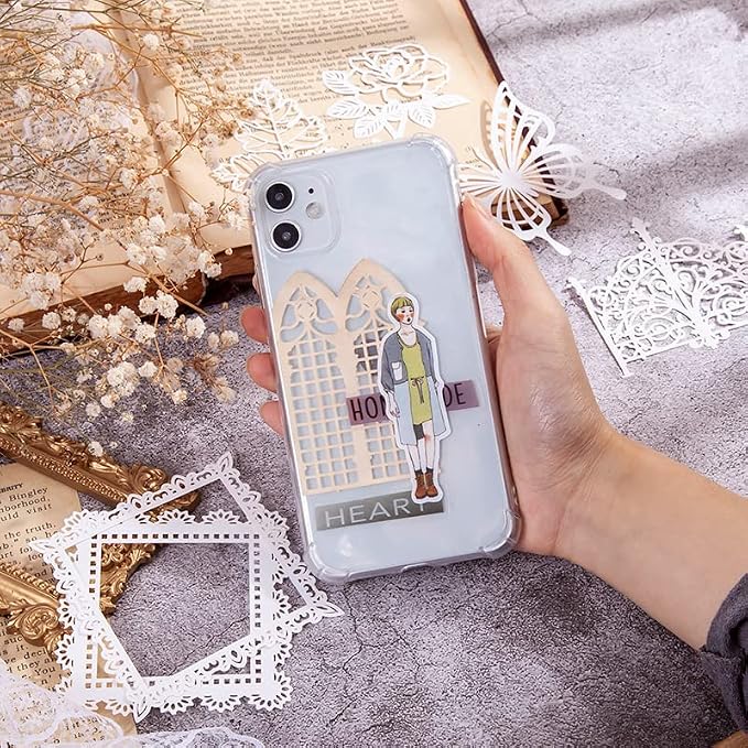 Diuhofart 60Pcs Large Scrapbook Embellishments Frame Lace Paper Cutout - Image 7