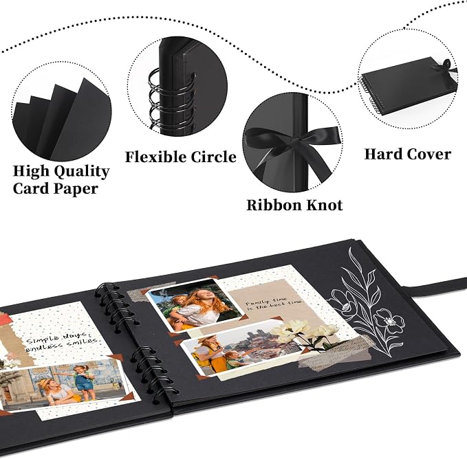 Vienrose Scrapbook Album 80 Pages, DIY Photo Album - Image 5