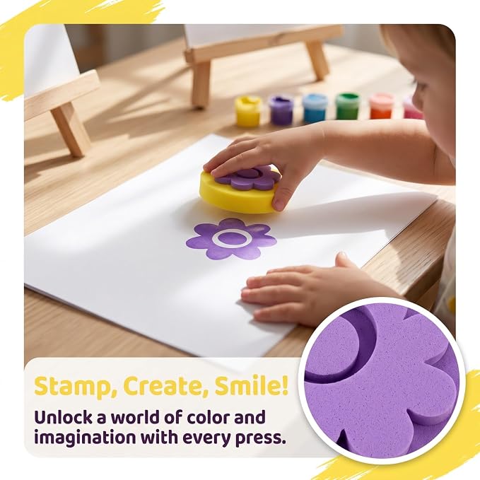 Homoyoyo Paint Sponges for Kids 6 Assorted Color Foam Stamps for Painting | - Image 3