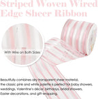 HUIHUANG Pink White Stripe Sheer Ribbon - Image 5