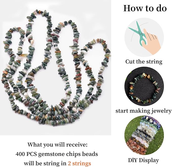400pcs Natural Chip Stone Beads - Image 9