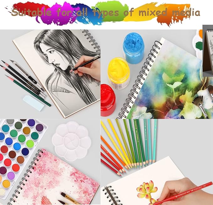 Sketch Book Pad, Drawing Paper 9" x 12" Spiral Bound, Durable Acid Free - Image 7
