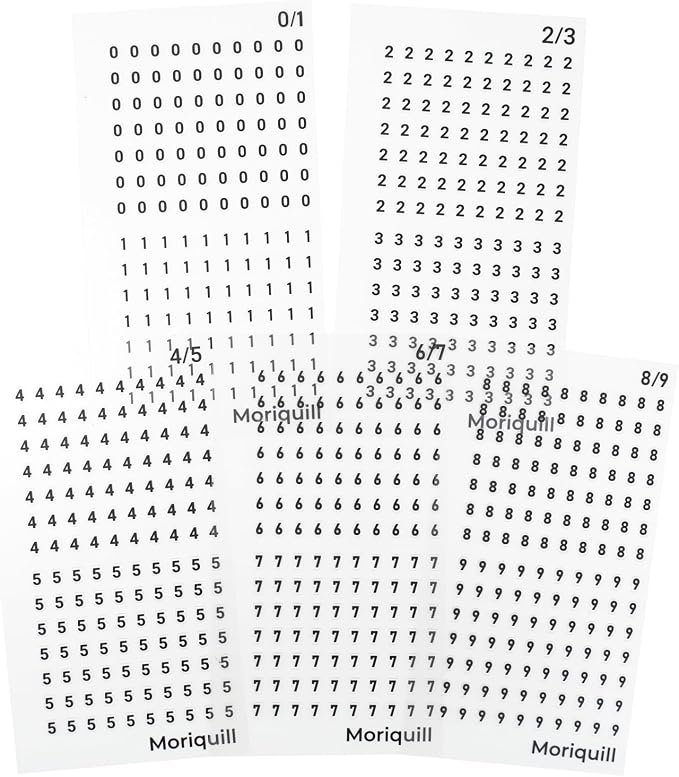 700 Pcs Tiny Number PET Stickers, 4 mm Black Digits 0-9 | 5 sheets of pre-cut by Unknown