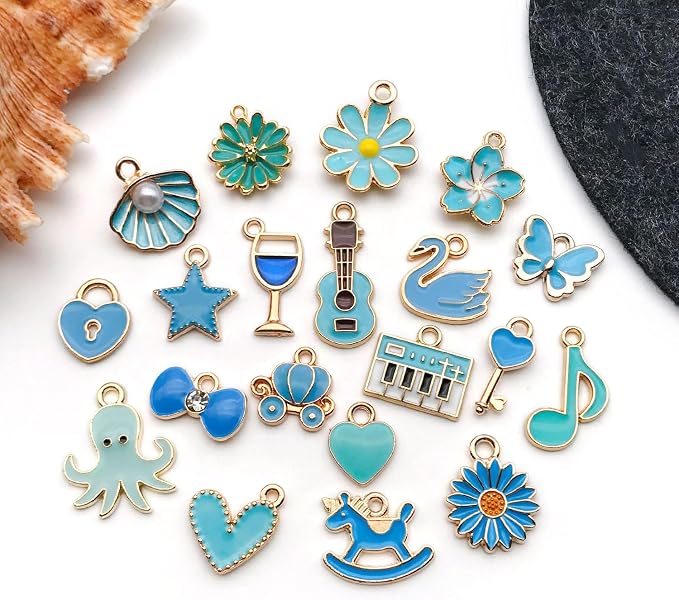 WOCRAFT 40pcs 20 pairs Assorted Enamel Bracelet Charms - Image 2