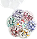 Ceramic Beads, Heart Beads, Round Porcelain Beads 8 mm Multicolor Flower by Unknown