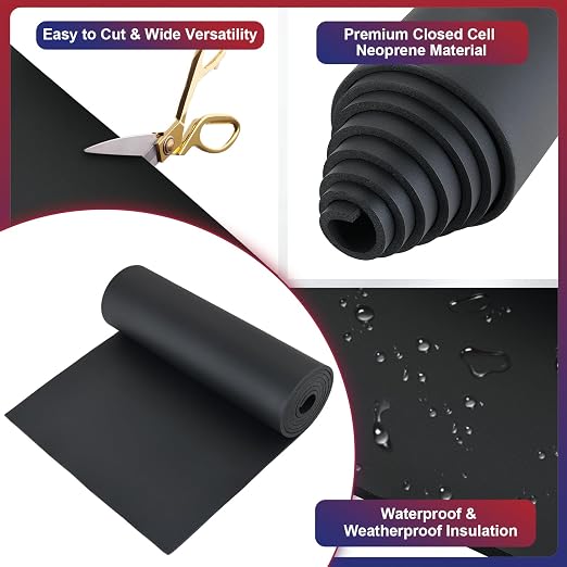 NYXOVA Neoprene Sponge Foam Sheet Roll, Closed Cell Foam Rubber Padding Without - Image 3