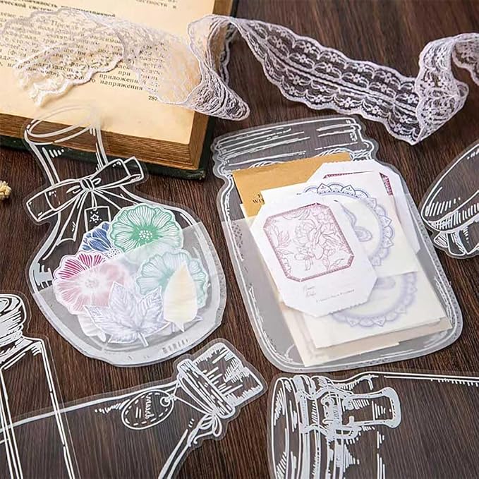 40Pcs Large Size DIY Bookmarks, Kaluofan Transparent Dried Flower Bookmarks by Kaluofan