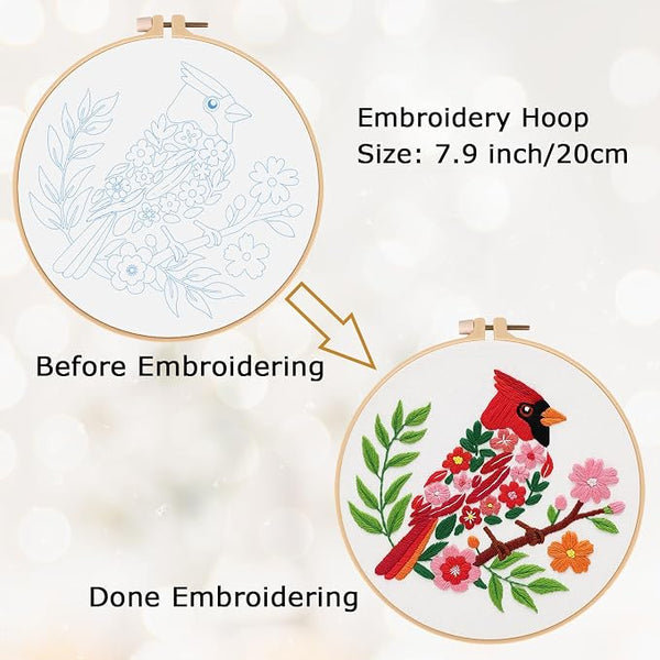 Louise Maelys Cardinal Embroidery Kit, Cross Stitch Kit - Image 2