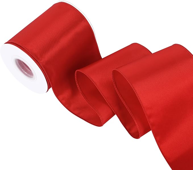 Red 4 Inch 15 Yards Satin Wired Ribbon Easter Ribbons by Simplegoal