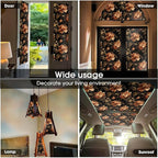 Vintage Dark Black Orange Brown Peony Florals Stained Glass Window Films - Image 4