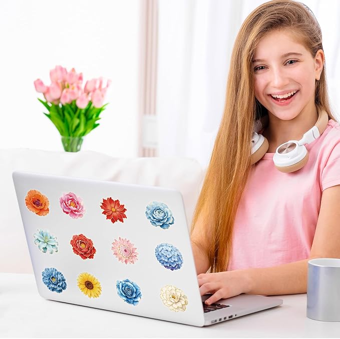 56Pcs Flower Stickers Transparent Aesthetic Flowers Stickers - Image 3