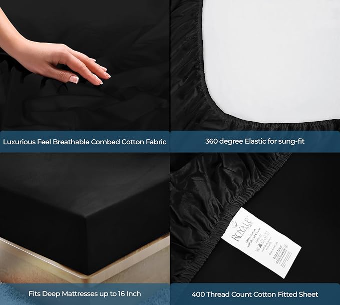 Royale Linens 400 Thread Count 100% American Grown Cotton Fitted Sheet Full Size - Image 5