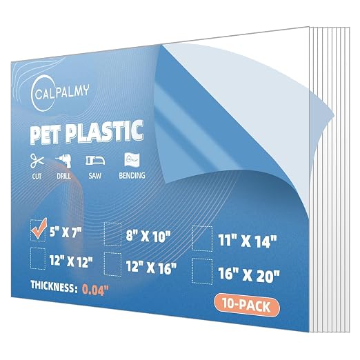 10 Pack of 5 x 7" PET Sheet/Plexiglass Panels 0.04" by CalPalmy