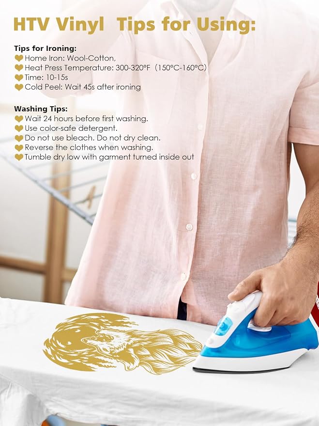 Heat Transfer Vinyl Bundle: 16 Pack 12" x 10" YUITCE Gold Heat Transfer Vinyl - Image 3