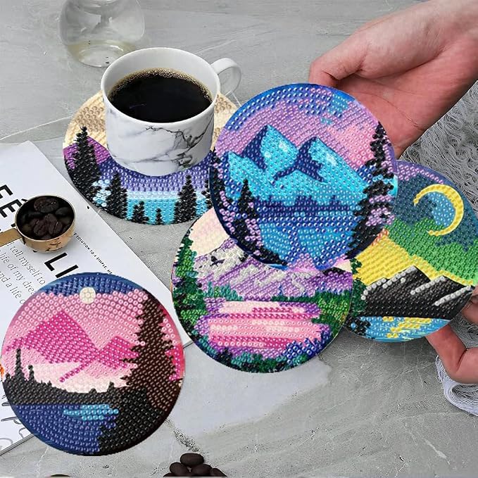 ijbnhd Sunsets Diamond Painting Coasters Kits, 4X4inch | Diamond Art Coasters - Image 4